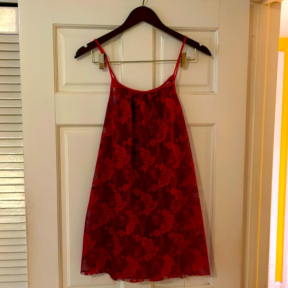 Pink and red lace shirt